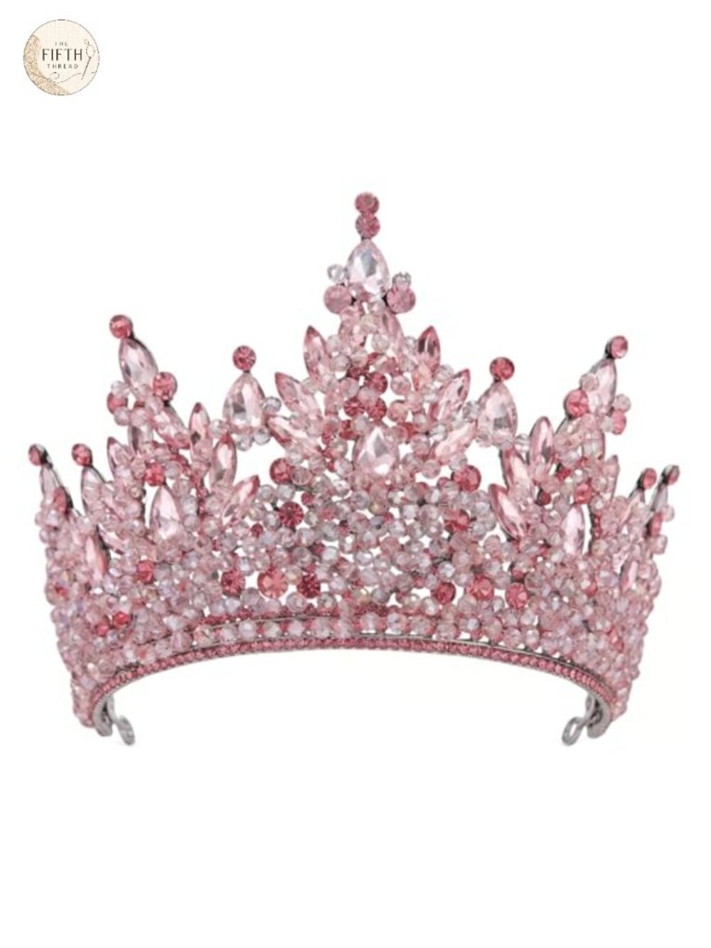 Large Crystal Tiara Crown Headpiece with Alloy Base for Wedding Prom Pageant